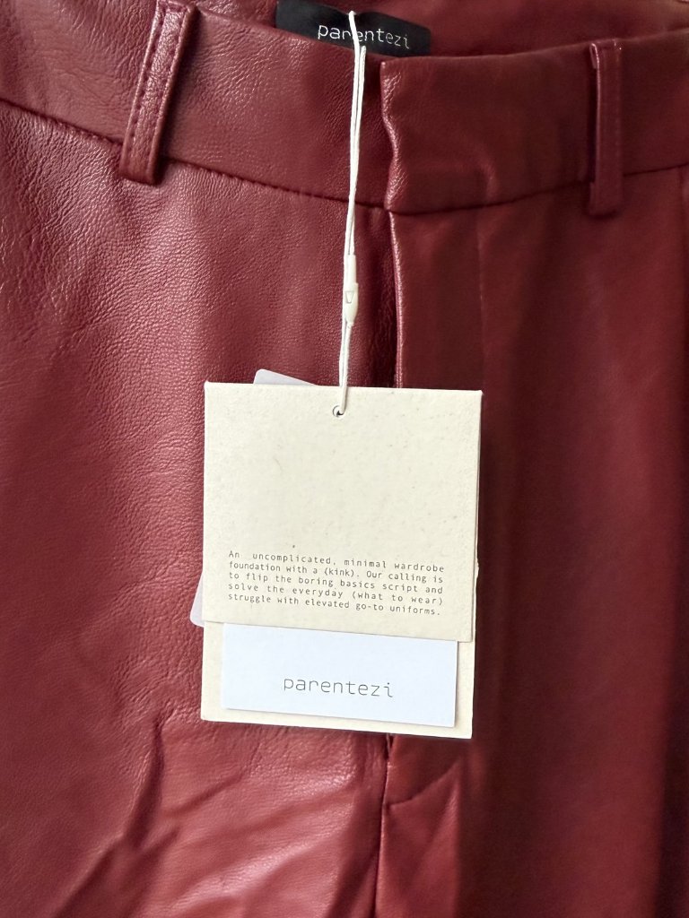 Parentezi Milo Faux Leather Wide Leg Pant Cherry Red Xs — image 6 of 6